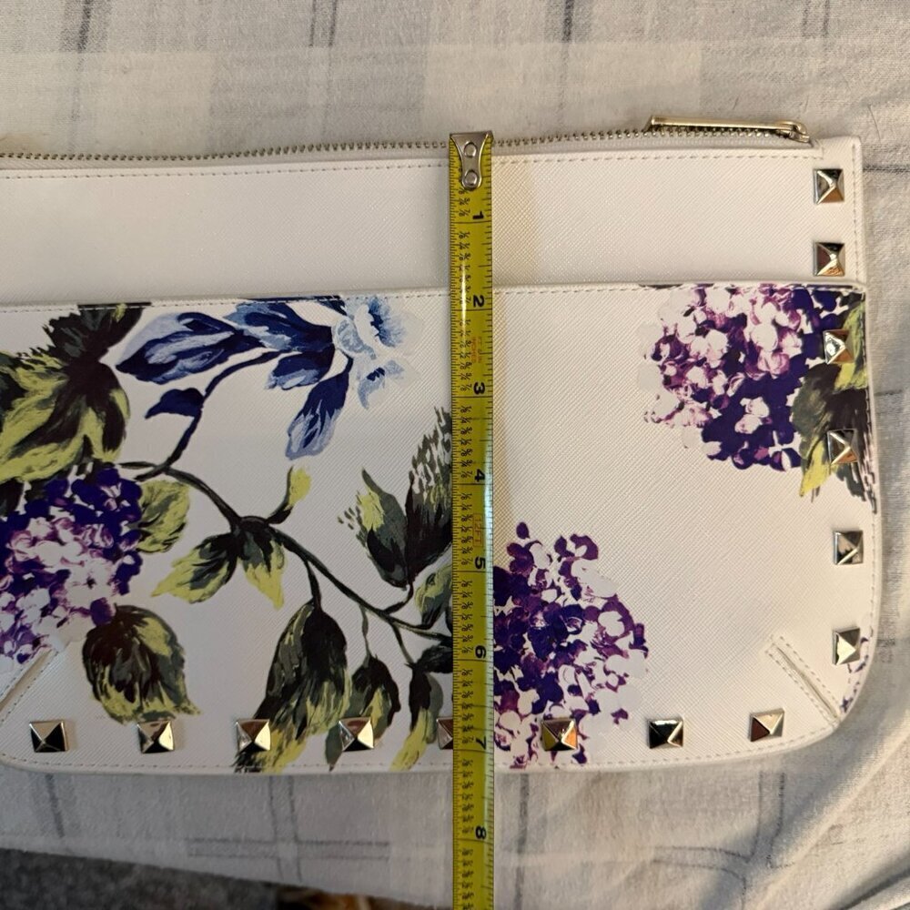 White House Black Market, floral and studded clutch. - Picture 7 of 7